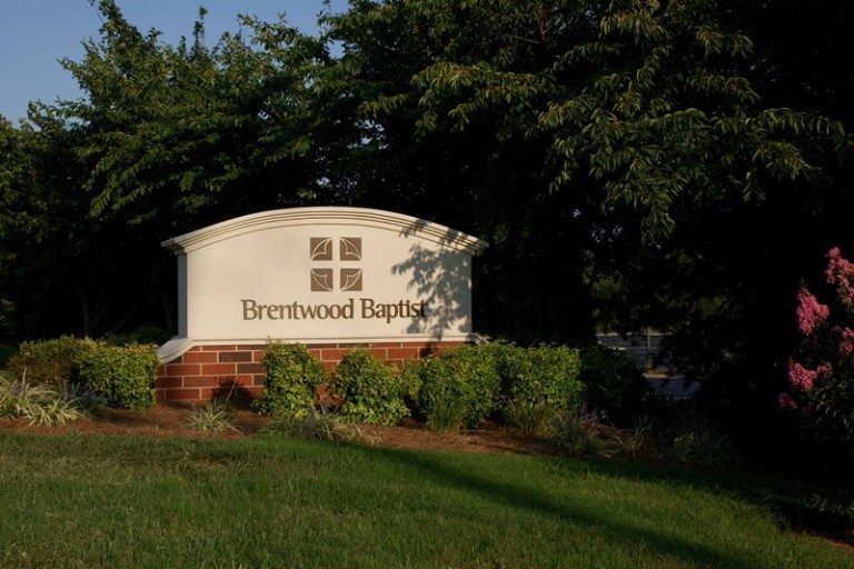 Landscaping by Brentwood Baptist sign