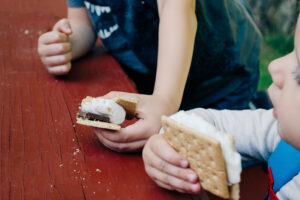 kids enjoying smores