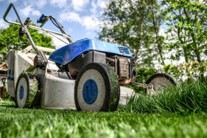 blue lawnmower