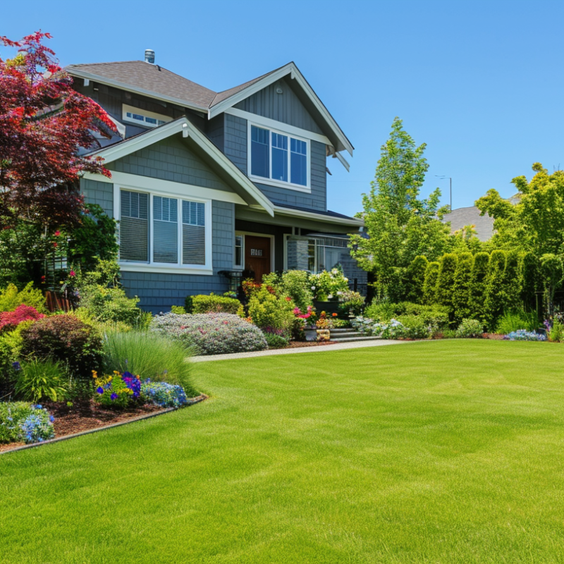 A meticulously maintained lawn and garden in Nashville, exemplifying professional yard care services.